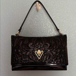 Elegant Black embossed patent leather Handbag